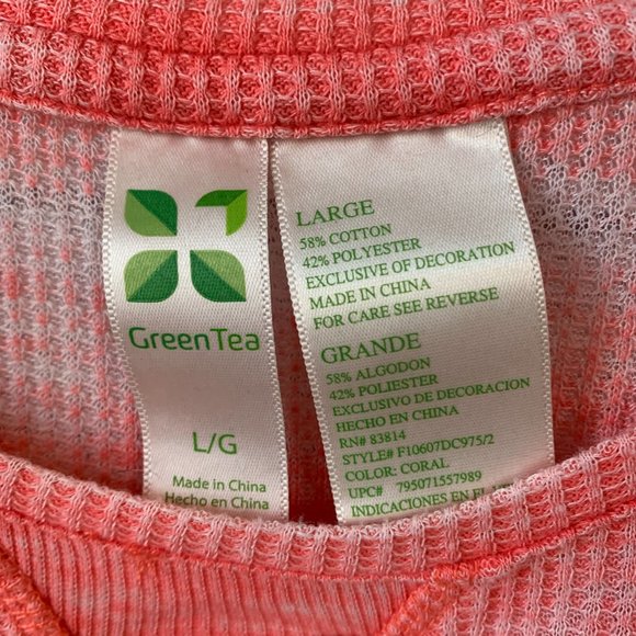 Coral Lightweight Distressed Tunic Shirt Waffle Pattern Ombre Faded Size 6 - Picture 9 of 9